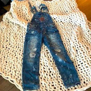 Bleecker & mercer NY graffiti denim overalls
